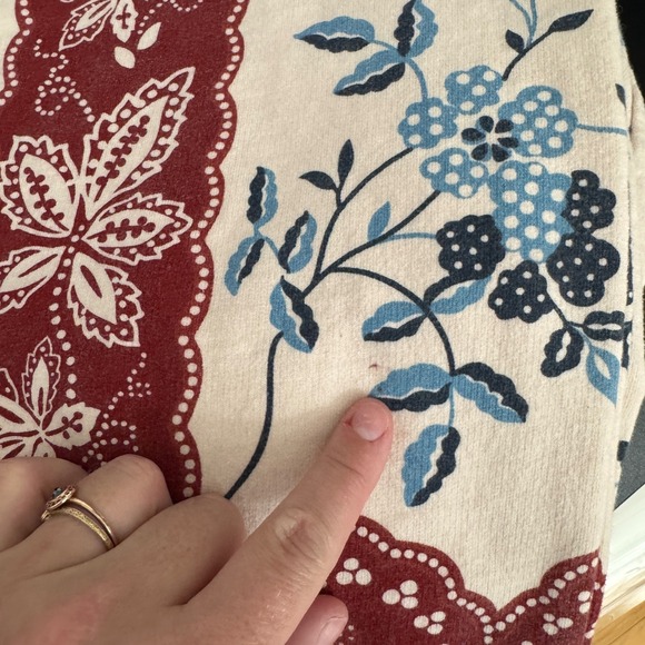 Vtg Lucky Brand Womens Floral Sweatpants LRG Wide Leg Pants Burgundy Cream Y2K - Picture 10 of 10